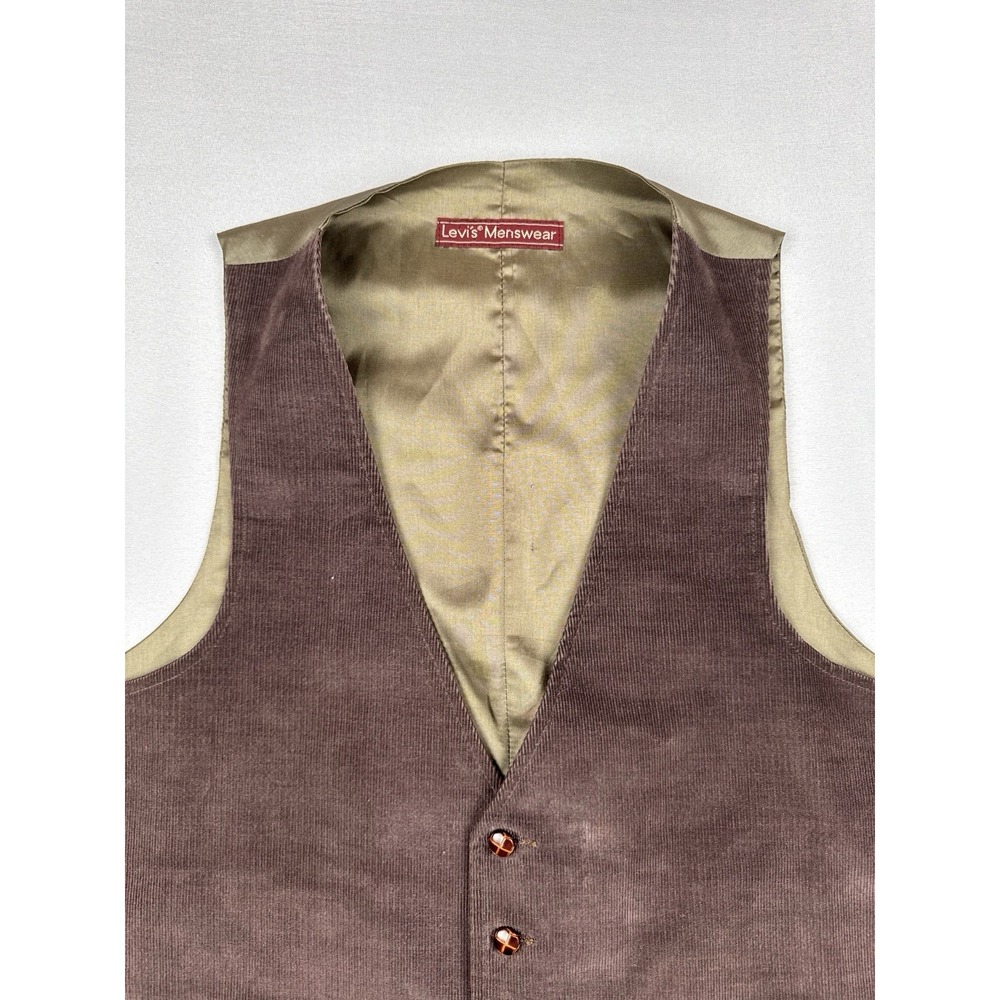 Vintage Levi's Menswear Corduroy Vest Brown Western Ranchwear Large - Picture 5 of 8